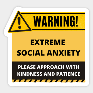 Funny Human Warning Label | Extreme Social Anxiety | Mential Health Sayings | Social Warnings Sticker